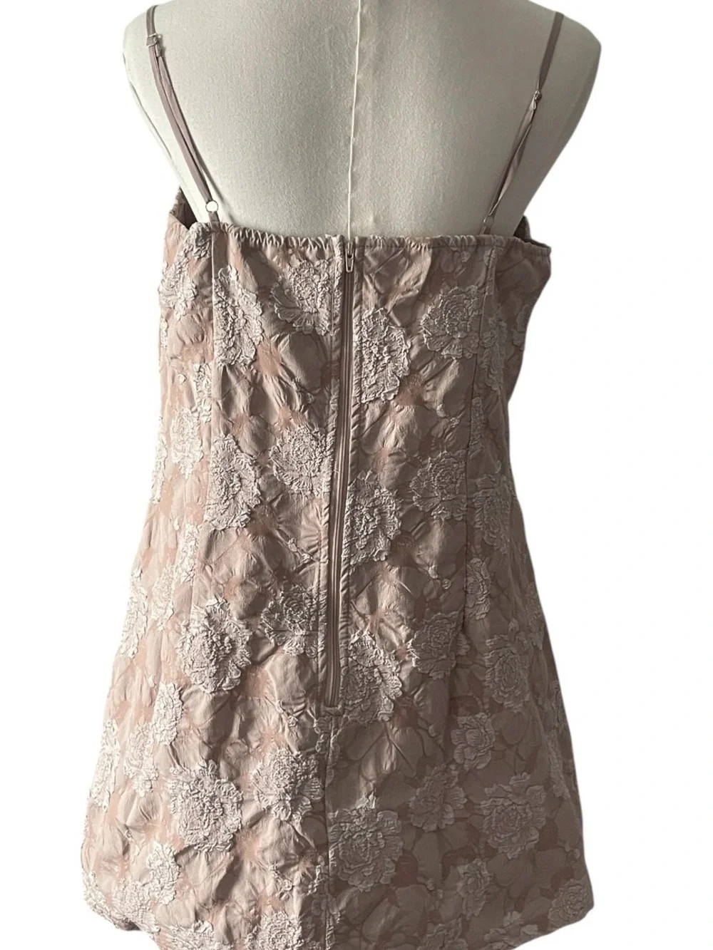 Windsor Gorgeous Charm Floral Jacquard Mini Dress | Taupe | L | NWT - Picture 7 of 12